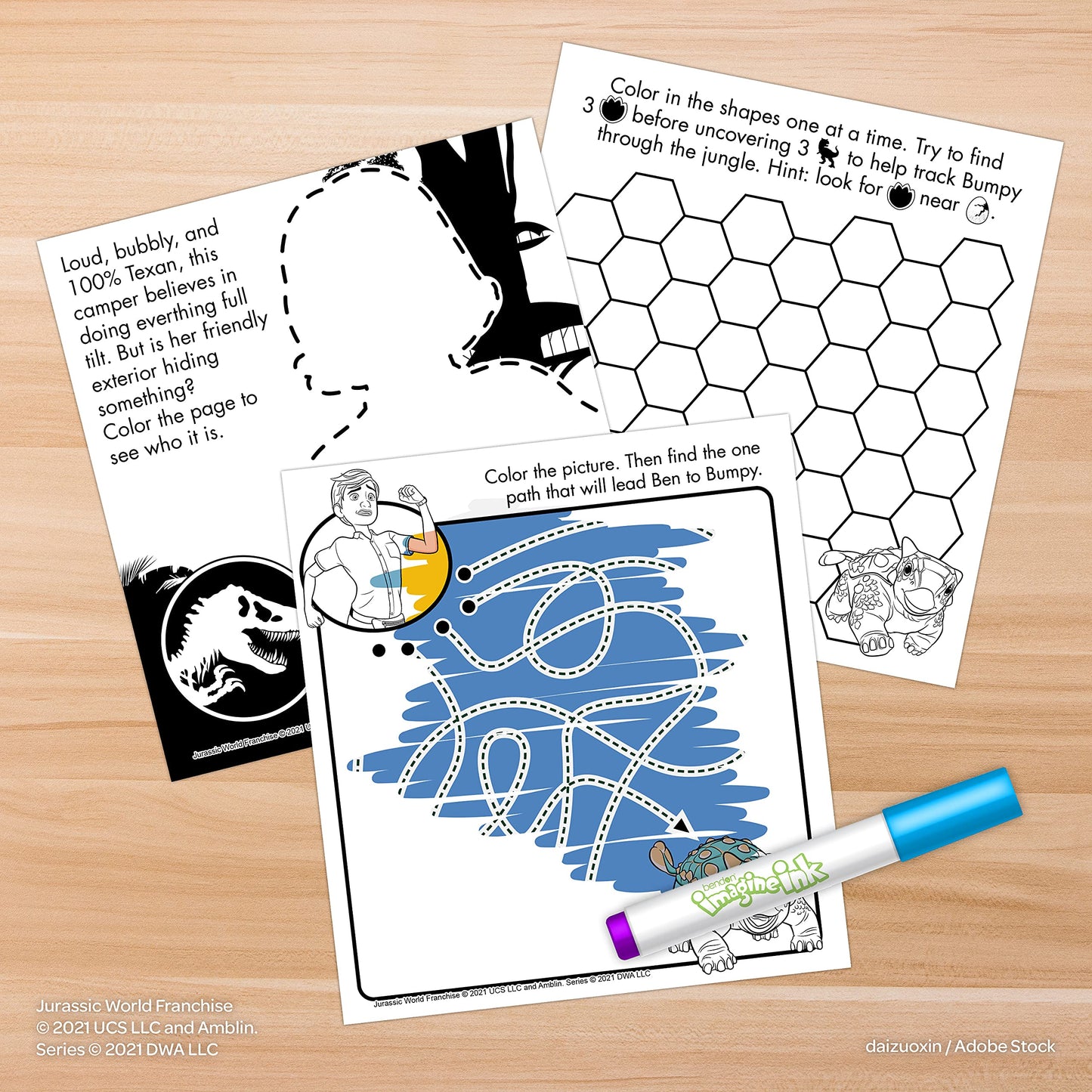 Bendon Jurassic World Coloring Book - Imagine Ink, Mess-Free, Multicolor, Model 51523, Paper