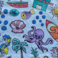 The Coloring Table - Oceantime Fun Design - Xl Rectangle Tablecloth - Fabric Coloring Tablecloth - Colorable Designs - Washable