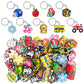 Jongdari 40pcs Cute Keychains for Kids, Random Different Cartoon Assorted Mini Funny Backpack Key Chain Charms Bulk, Classroom P