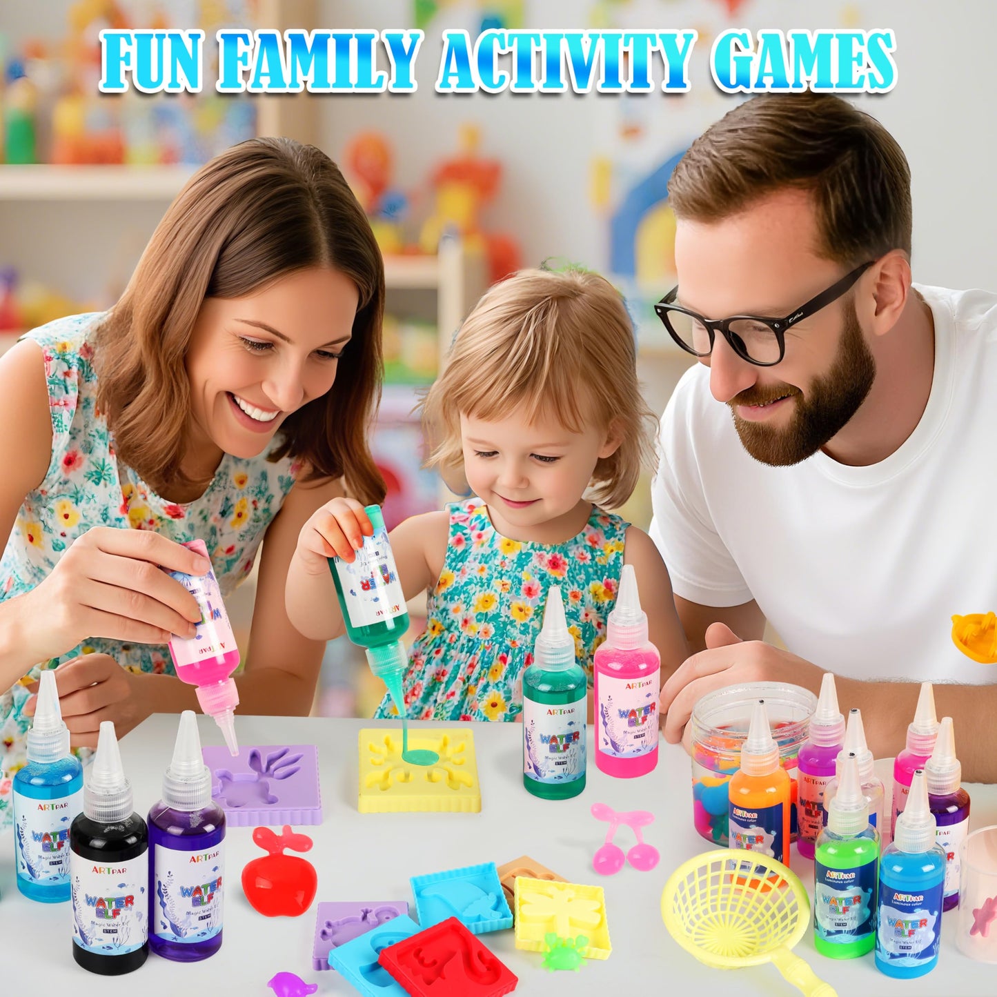 ARTPAR Water Elf Magic Gel Kit - 20 Colorful Gels + 16 Fantasy Molds - Non-Toxic Sensory Toys for Kids - Creative Arts & Crafts
