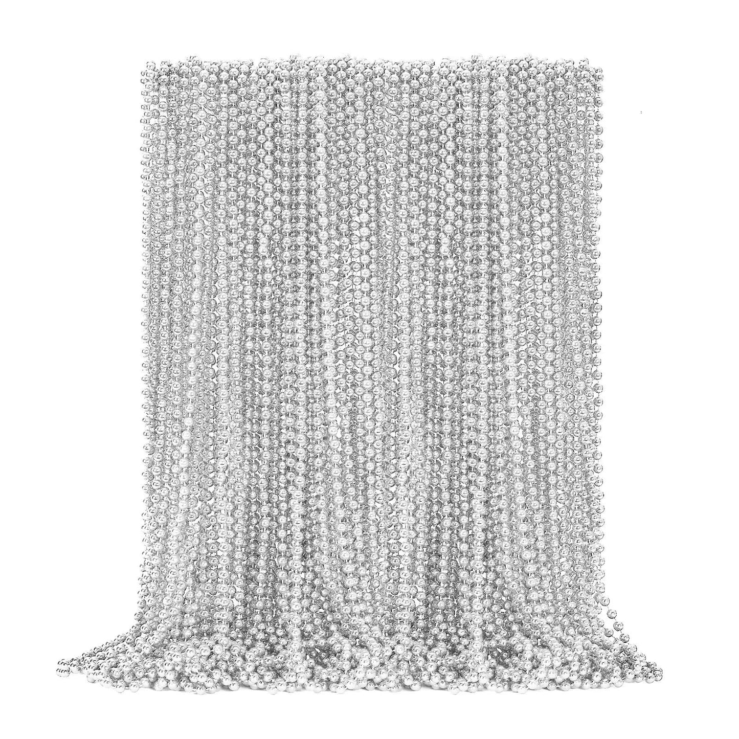 50Pcs Bead Necklace, Silver Christmas Bead Stuff Party Favors, 33'' Xmas Necklaces Women And Men, Festival Events Parade Throw A