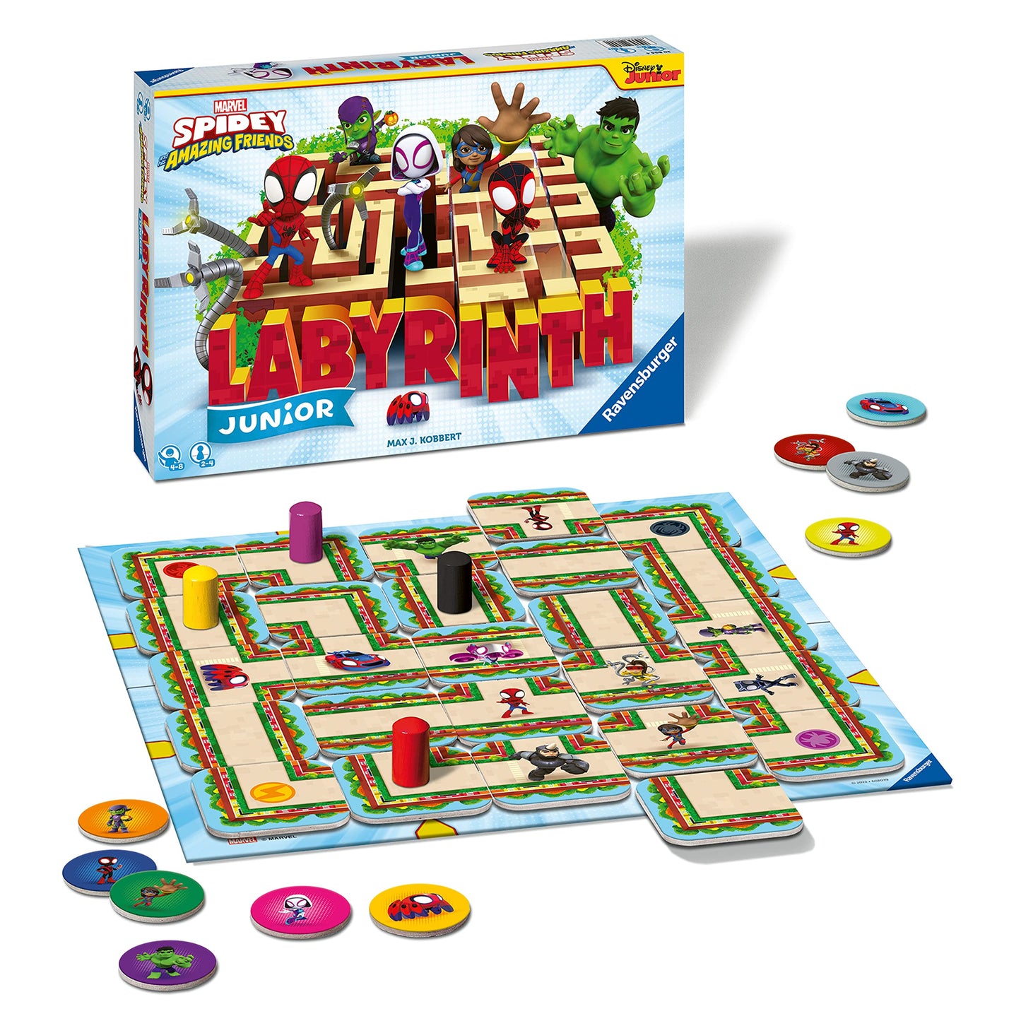Ravensburger Spidey and His Amazing Friends Labyrinth Junior Game - Interactive Cardboard Puzzle for Kids Aged 4+, Multi-color, Model 20894