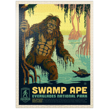Mypuzzle Legends Of The National Parks: Everglade'S Swamp Ape, Vintage Poster - Premium 1000 Piece Jigsaw Puzzle For Adults