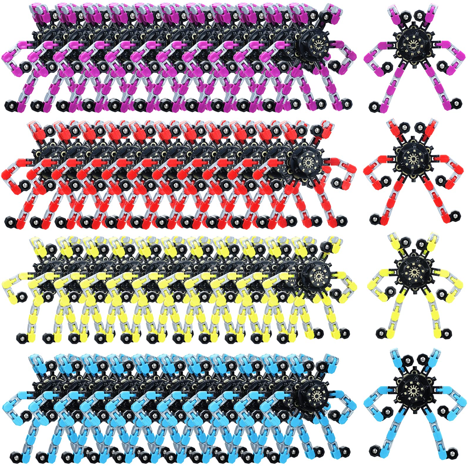 Zhanmai 12 Pack Funny Sensory Fidget Toys, Transformable Fidget Spinners Deformable Chain DIY Robot Spinner Sensory Toy, Stress 