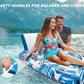 Pool Floats mature-themed Inflatable Tanning Pool Lounger Extra Large River Rafts Sunnbathing Floaties Chair Heavy Duty Water Floating Lounge Recliner with Cupholder Backrest for Party Lake Ocean Sea Beach