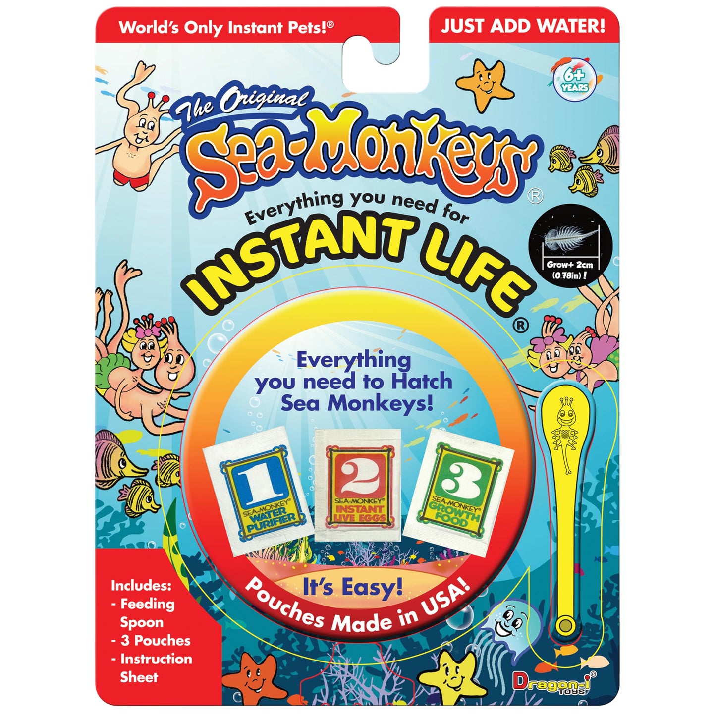 Sea-Monkeys Instant Life - Instant Pets for Ages 6+, Plastic, Original Size, Model 23231C, Toy