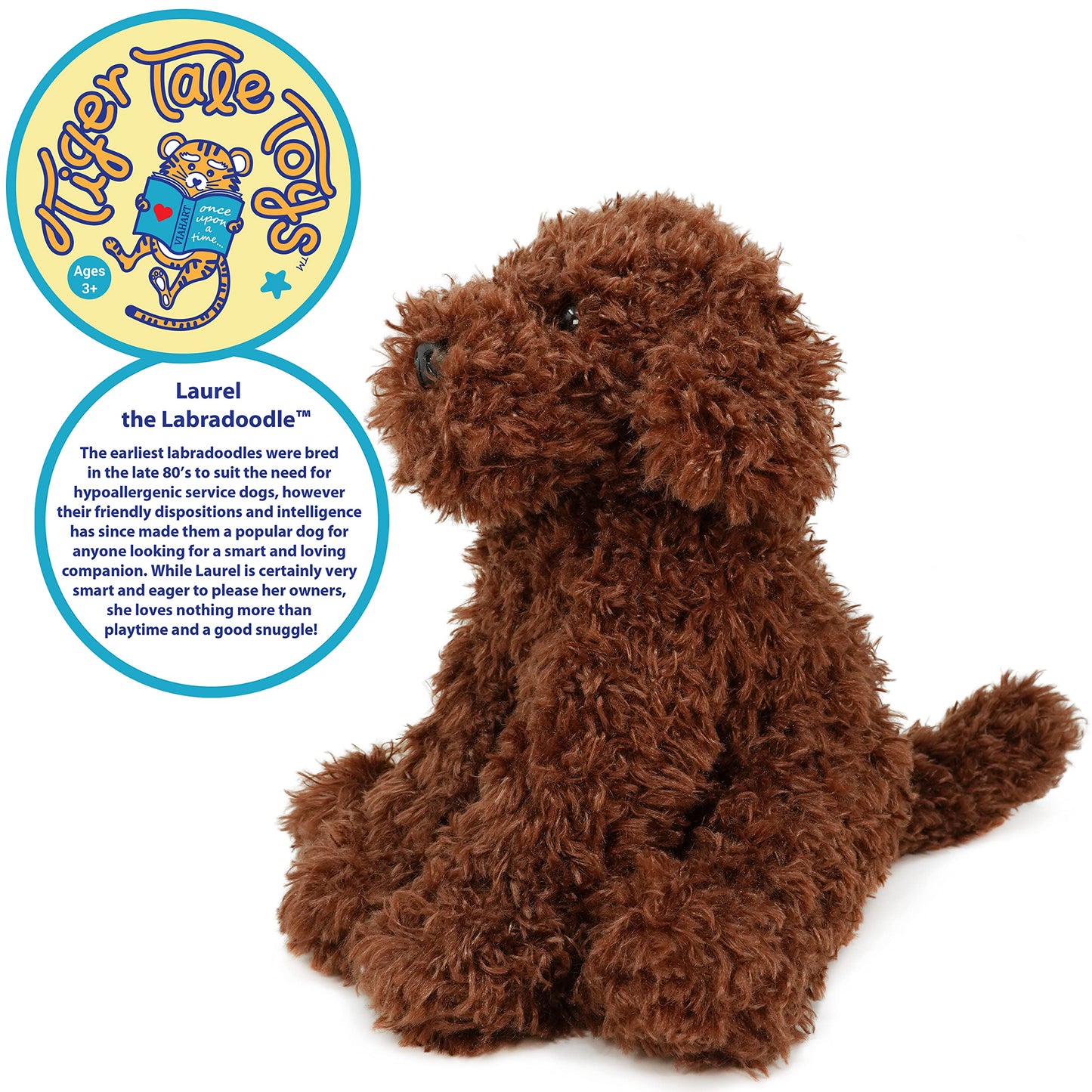 TigerHart 12-Inch Plush Labradoodle Stuffed Animal - Multicolor, Polyester
