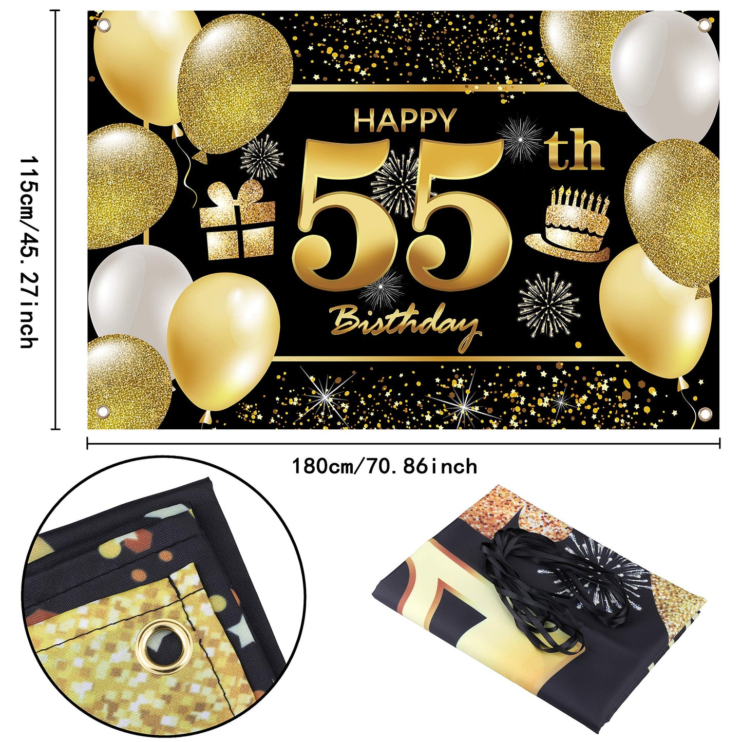 55Th Happy Birthday Banner Birthday Decorations For Men Birthday Party Decorations Birthday Backdrop
