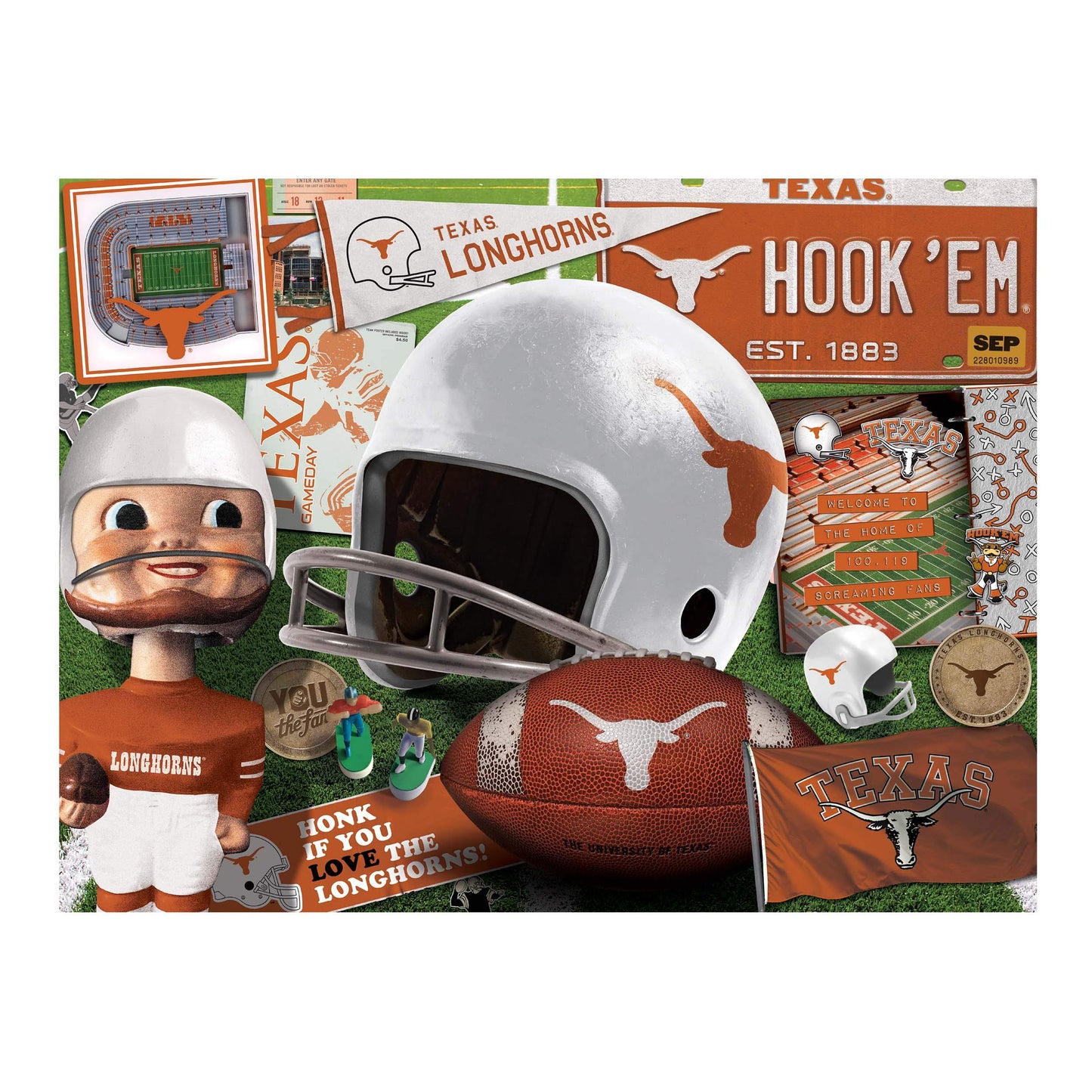 YouTheFan NCAA Texas Longhorns Retro Series Puzzle - 500 Pieces, Team Colors, Large