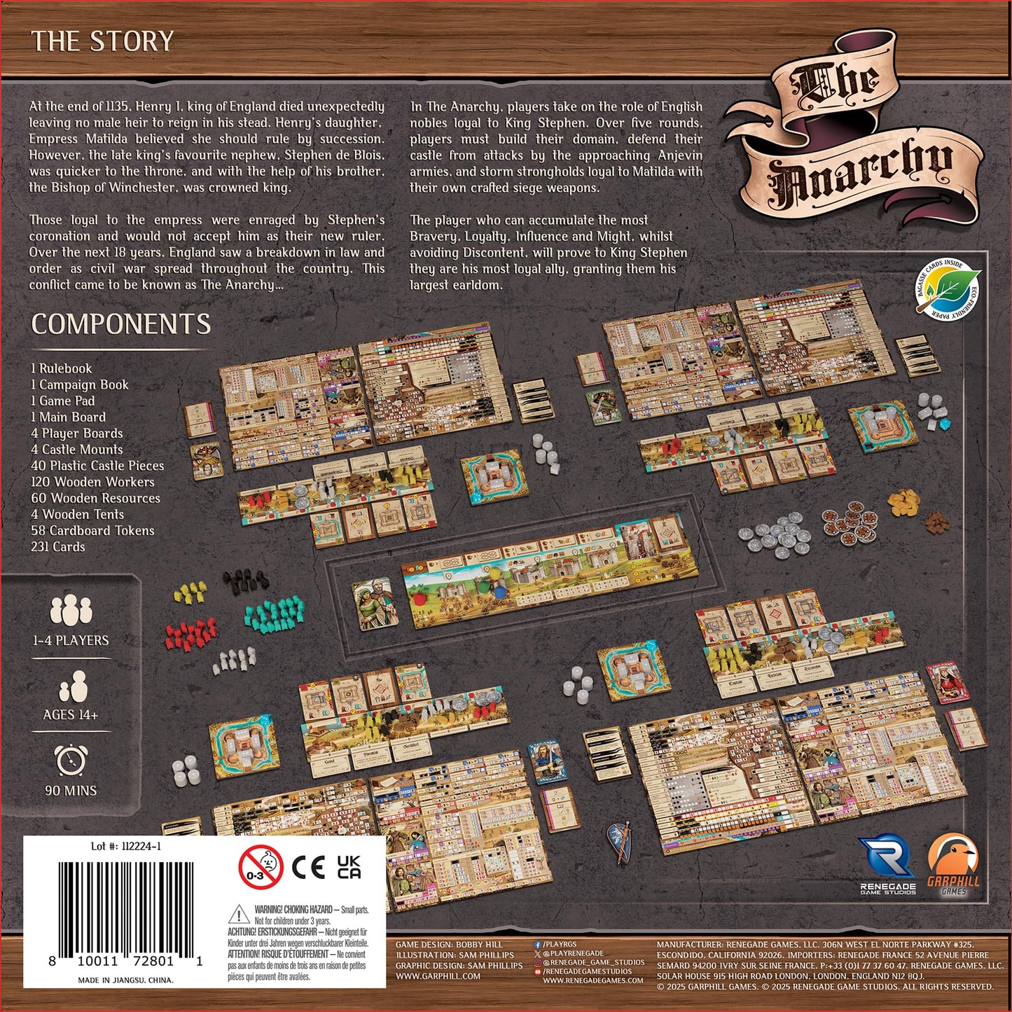 Renegade Games: The Anarchy - Medieval Board Game  Build A Domain  Defend Your Castle  Storm Enemy Strongholds  Garphill Games  Ages 13+  1-4 Players
