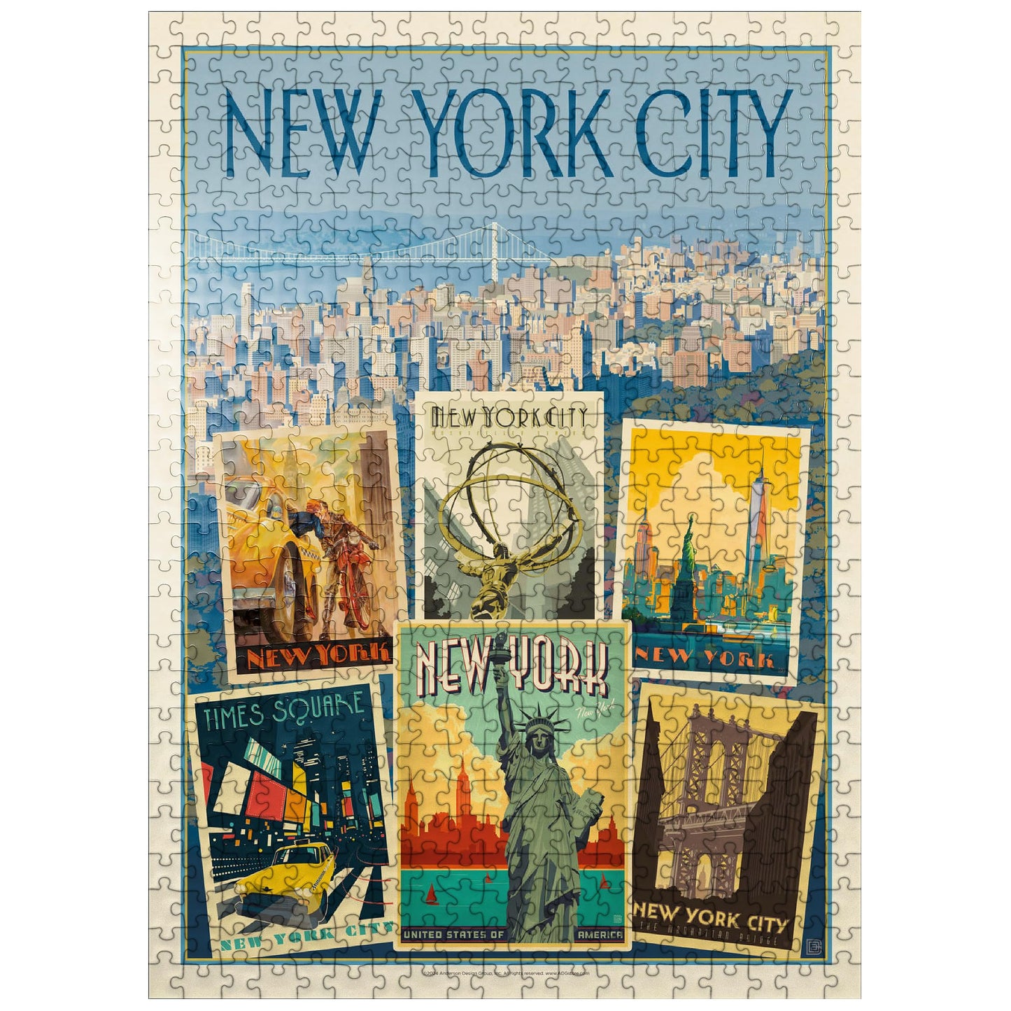 Mypuzzle New York City: Multi-Image Collage Print, Vintage Poster - Premium 500 Piece Jigsaw Puzzle For Adults