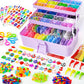 Inscraft 17500+ Rubber Loom Bands With 3 Layer Light Purple Container, 28 Colors, 600 S-Clips, 352 Beads, 40 Cartoon Pendant, Bracelet Making Refill Kit For Kids