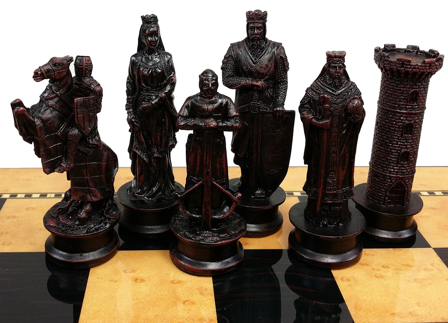 Hpl Medieval Times Crusades King Richard Lionheart Knight Chess Men Set Antique Color- No Board