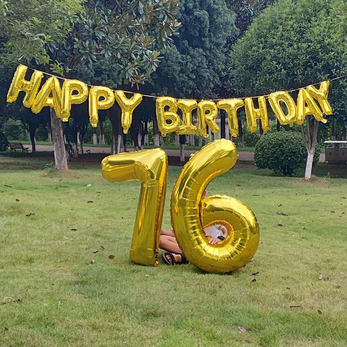 Shuntai 76Th Birthday Decorations For Men Women 76 Balloon Number Gold Jumbo Numbers 67 Foil Mylar Balloons With Happy Birthday