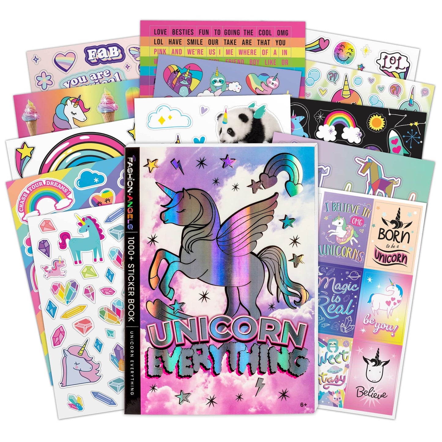 Fashion Angels Unicorn Sticker Book - 1000+ Magical Stickers For Girls - Unicorn Party Favors - Kawaii Unicron Stickers For Laptops, Water Bottles, Scrap Books - Ages 6 And Up