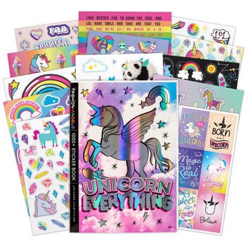 Fashion Angels Unicorn Sticker Book - 1000+ Magical Stickers For Girls - Unicorn Party Favors - Kawaii Unicron Stickers For Laptops, Water Bottles, Scrap Books - Ages 6 And Up