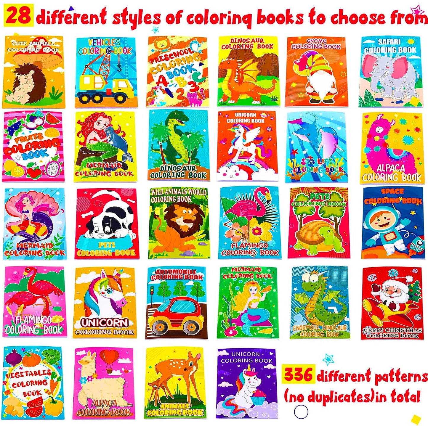Geefuun 28PCS Mini Coloring Books for Kids Party Favors: Ages 2-4 4-8 - Birthday Gifts Small Goodie Bags Stuffer Fillers Bulk Sc