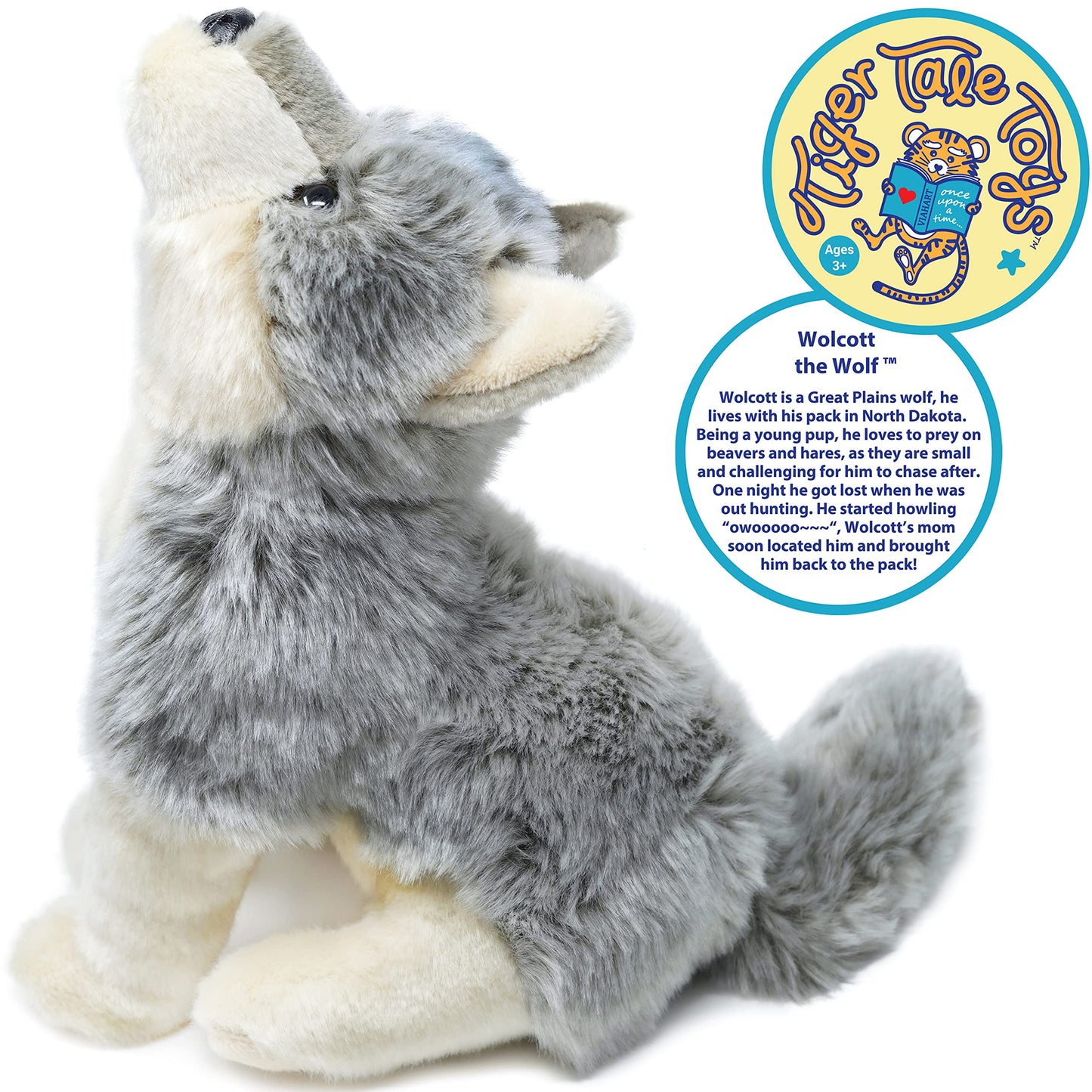 VIAHART Wolcott The Wolf | 11 Inch Stuffed Animal Plush | by Tiger Tale Toys