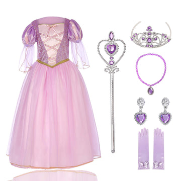 Spunicos Toddlers Girls Deluxe Rapunzel Princess Dress Up Costume With Accessories Toddler 3-4
