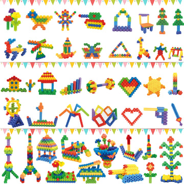 CAPT.GOOSE 300 Pcs Kids Building Blocks with Storage Bag - Interlocking, Colorful Stem Toys for 3+ Year Old - Connects Building