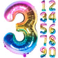 New 40 Inch Rainbow Digit Helium Foil Birthday Party Balloons (Dark Rainbow 3)