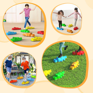 Flybakiz Stepping Stones For Kids,5 Pcs Non-Slip Jumping Balance Rocks Toys For Toddlers Outdoor Indoor Play Gift,Sensory Obstac