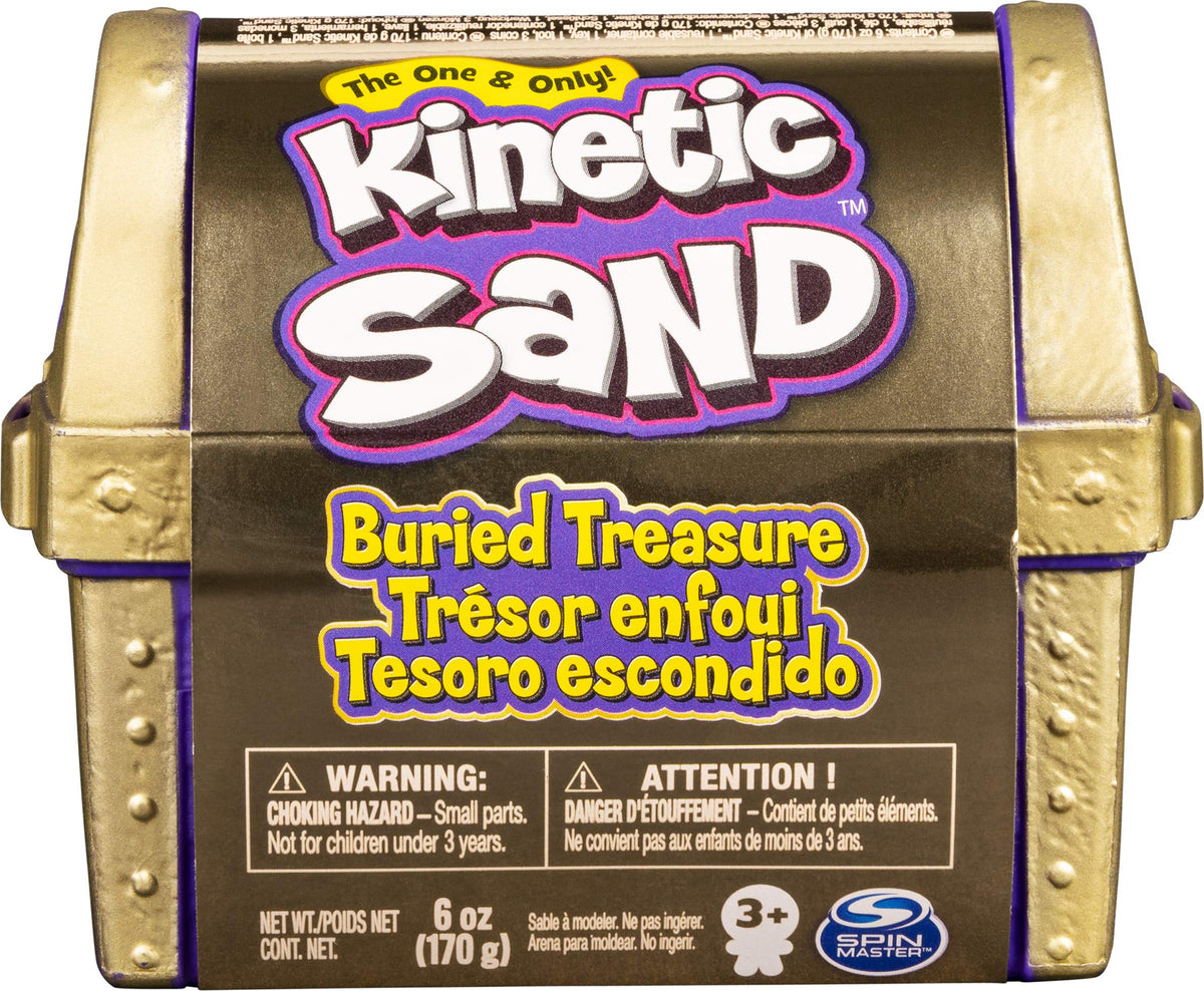 Kinetic Sand, Buried Treasure Playset with 6oz of Kinetic Sand and Surprise Hidden Tool (Style May Vary)