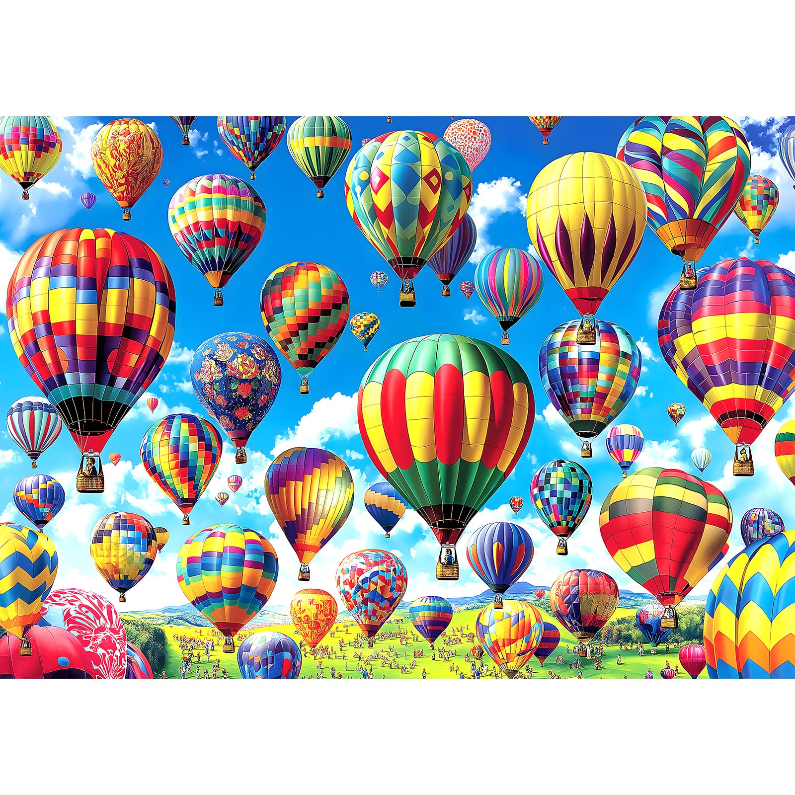 Blueforest - Colorful Hot Air Balloon 1000 Piece Jigsaw Puzzle For Adults, Challenging Family Landscape Puzzle Impossible Hard D
