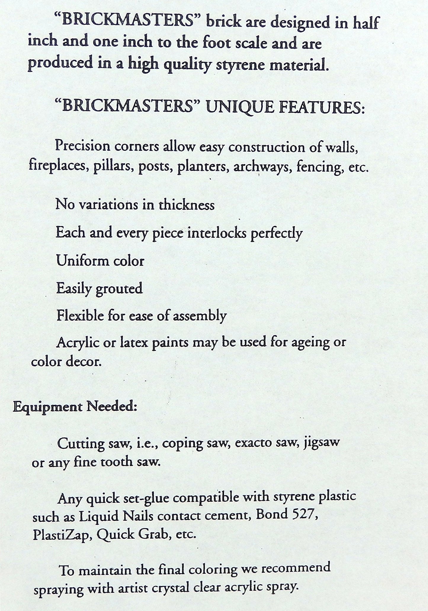 Dollhouse Miniature Brickmaster Common Joint Brick Sheet By Houseworks