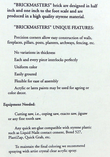 Dollhouse Miniature Brickmaster Common Joint Brick Sheet By Houseworks