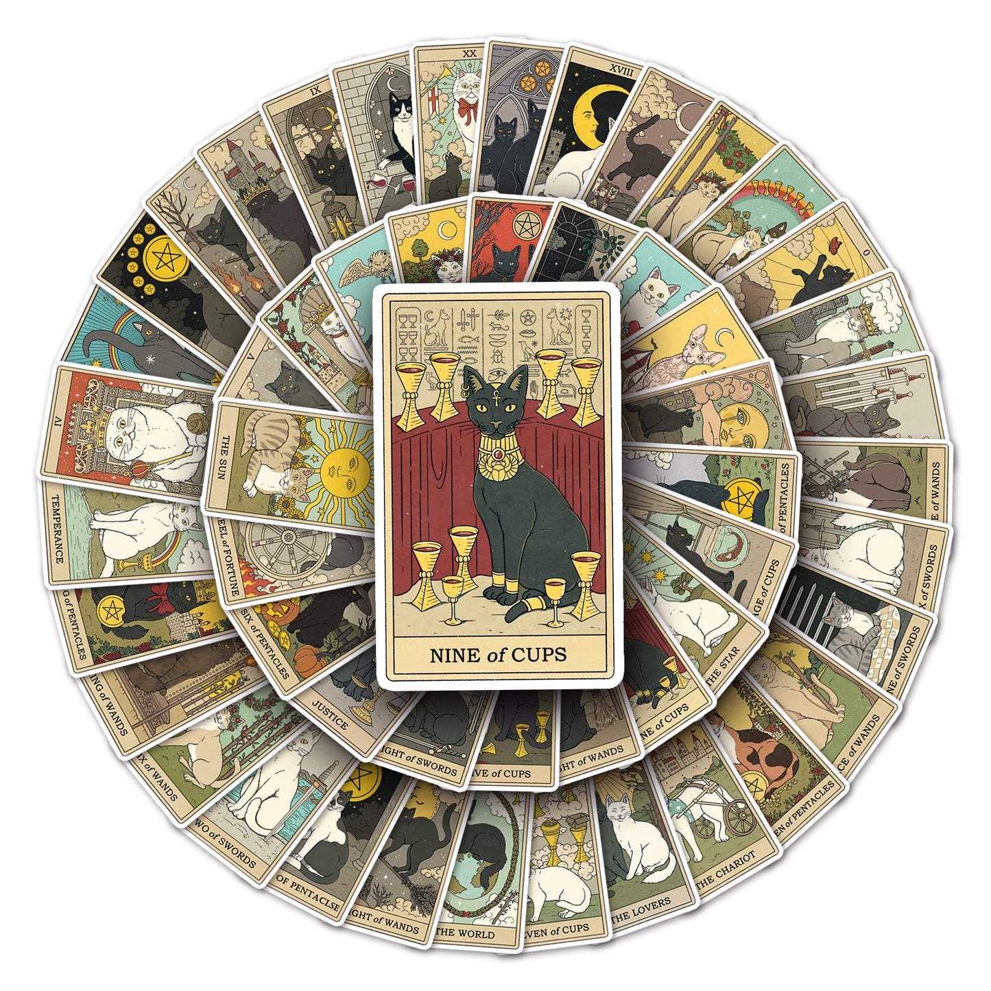 Tarot Stickers Pack 78Pcs Astrology Stickers Divination Decals,Vinyl Aesthetic Waterproof Stickers, Laptop Skateboard Computer S