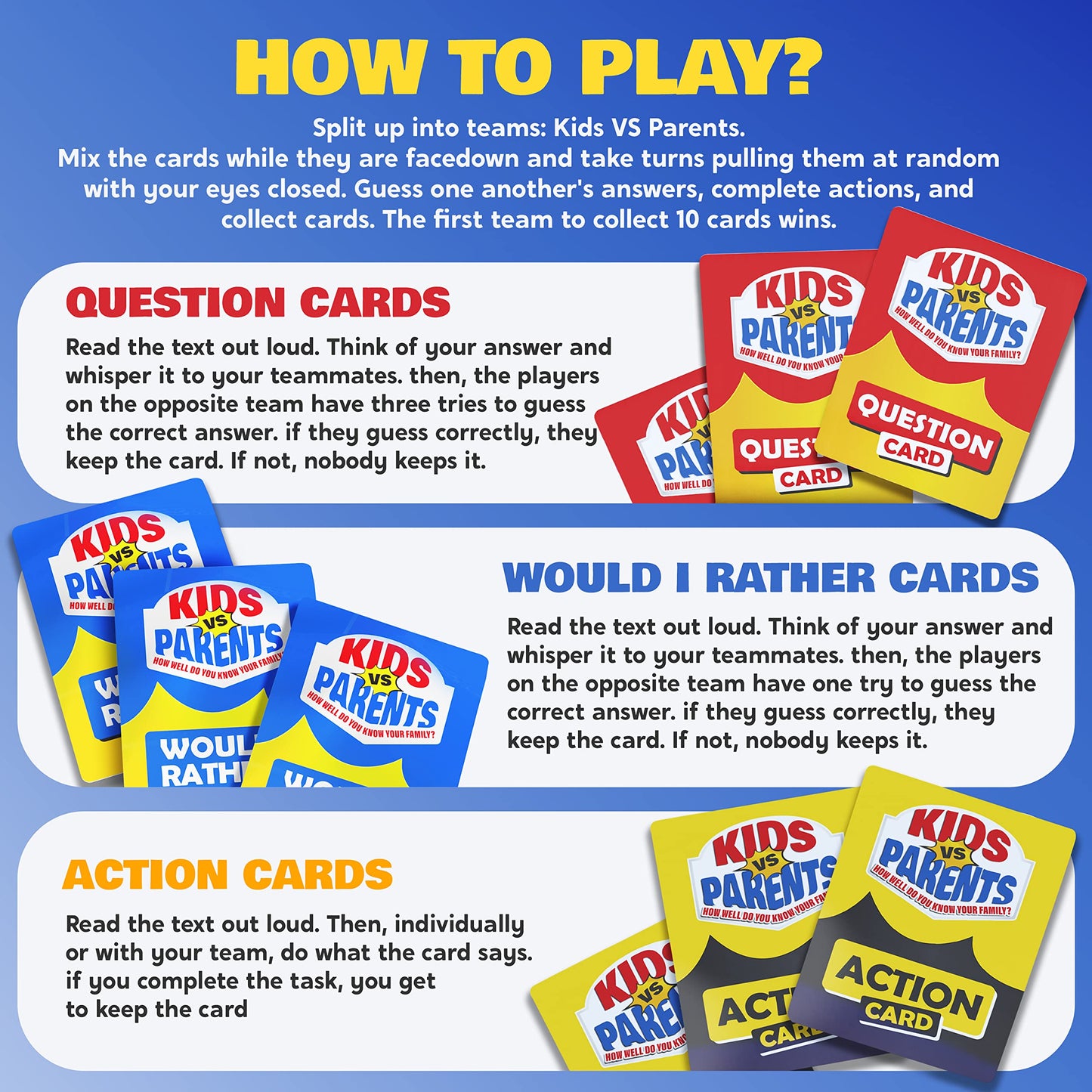 Kids Vs Parents - Family Game For Kids 4-12 | Games For Family Game Night | Fun Kids Card Games With 200 Conversation Starter Ca