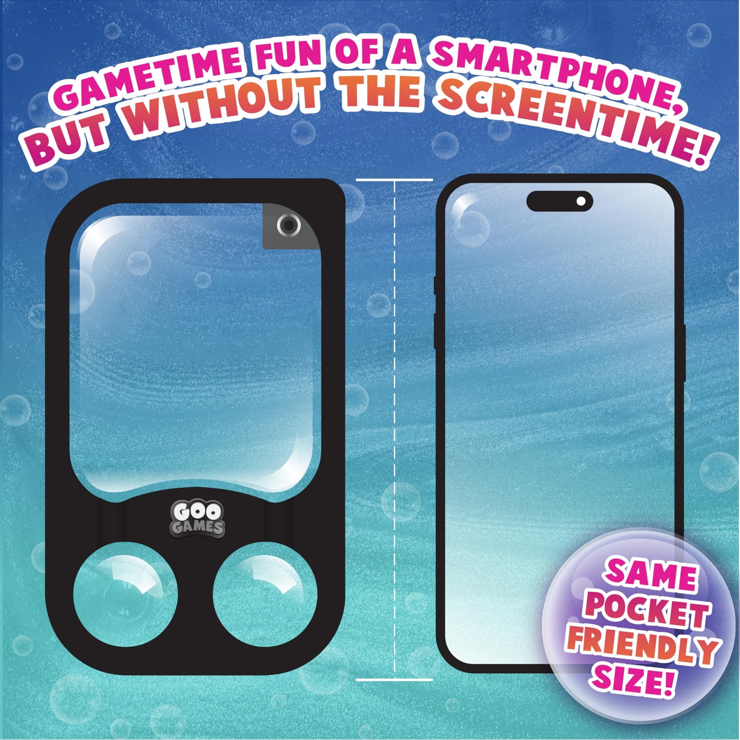 Googames, Hand-Held Water Games With Floating Treasures, Sensory Fidget Game Adventures, Non-Toxic, No-Mess, Mesmerizing Glitter Fun, 3 Game Cards Included, Refillable, Perfect Travel Toy! (Arcade)