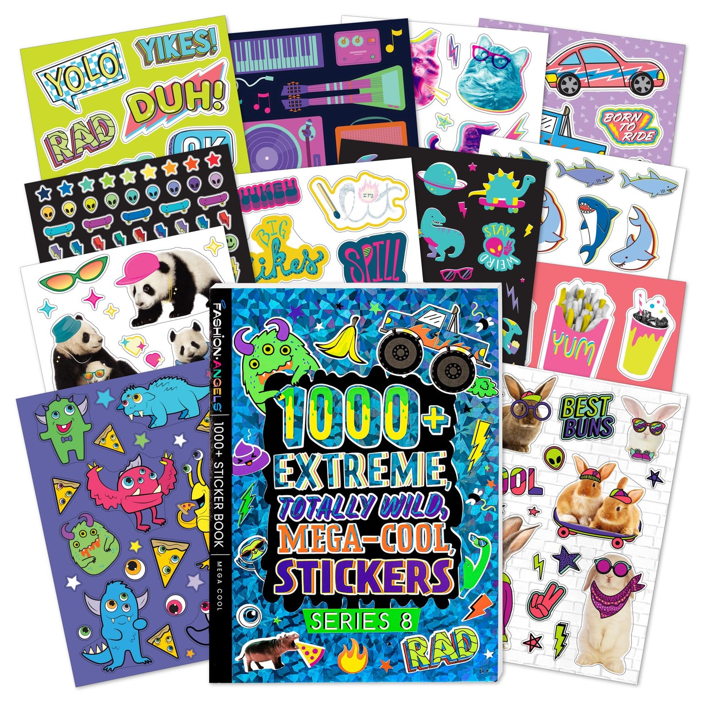 Fashion Angels 1000+ Mega Cool Stickers For Kids - Fun Craft Stickers For Scrapbooks, Planners, Gifts And Rewards, 40-Page Sticker Book For Kids Ages 6+ And Up