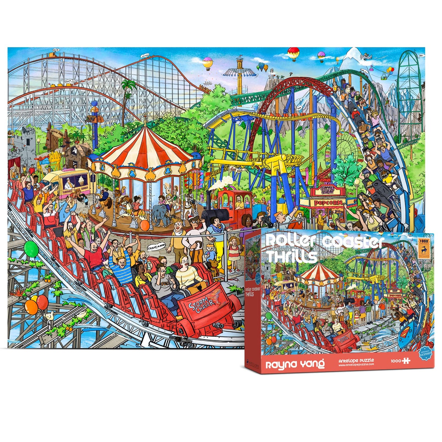 Antelope 2 In 1 1000 Piece Puzzle Bundle - Cat Castle - 1000 Piece Jigsaw Puzzle Bundle With Roller Coaster - 1000 Piece Jigsaw Puzzle