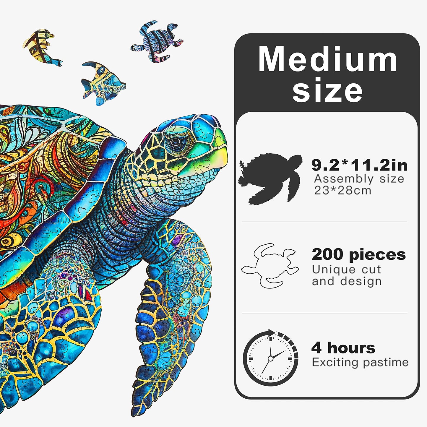 Wooden Jigsaw Puzzle For Adults And Kids Unique Shape Wood Colorful Beautiful Box Fun Challenge Brain Health Family Game Creativ