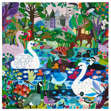 Eeboo Piece & Love: Ducks In The Clearing - 1000 Piece Puzzle - Adult Square Jigsaw, 23X23, Includes Image Reference Insert, Pie