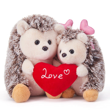 Ikasa Hedgehog Stuffed Animal Plush Toy Holding Heart With Love For Valentine Day,7.8'' Pair Of Cute Soft Small Toys,Gifts For G