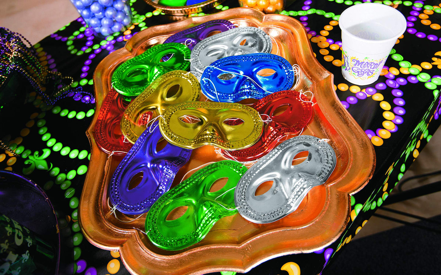 Metallic Half-Masks (24 pieces)-Masquerade Masks, Mardi Gras, Party Supplies