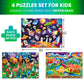 Quokka 3X100 Piece Puzzles For Kids Ages 6-8 – Glow-In-The-Dark Puzzles For Kids 8-10 | Space, Dinosaurs, Animals | Fun Educational Puzzles For Boys & Girls – Learning Games & Space Toys Gift For Kids