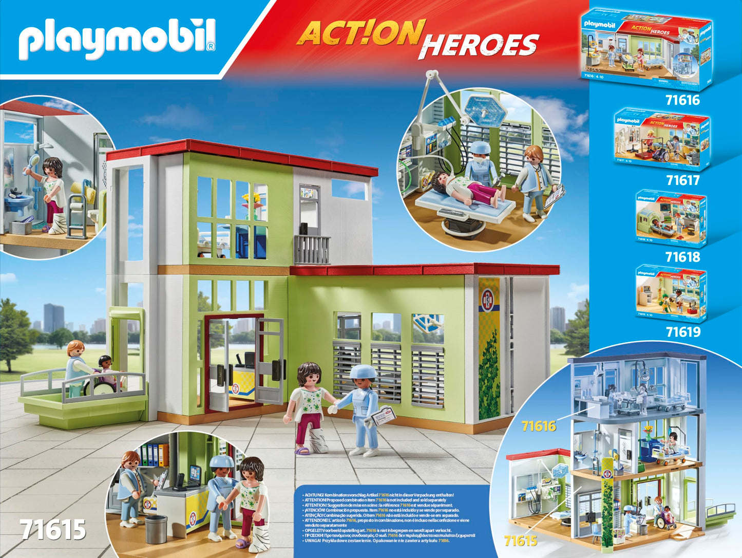 Playmobil Action Heroes 71615 New Hospital With Medical Equipment Made From More Than 80% Recycled And Bio-Based Materials, Deta