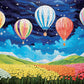 Cross & Glory - Starlit Tulip Soiree - 1000 Piece Jigsaw Puzzle For Adults | Moonlit Floral Scene With Hot-Air Balloons | Vibrant Colors
