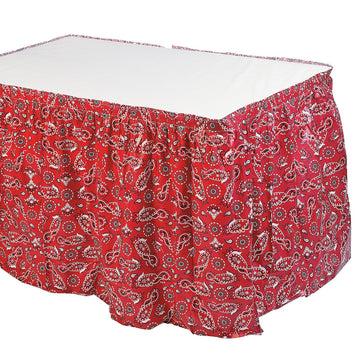 Fun Express Red Bandana Print Plastic Table Skirt - Party Supplies - 1 Piece