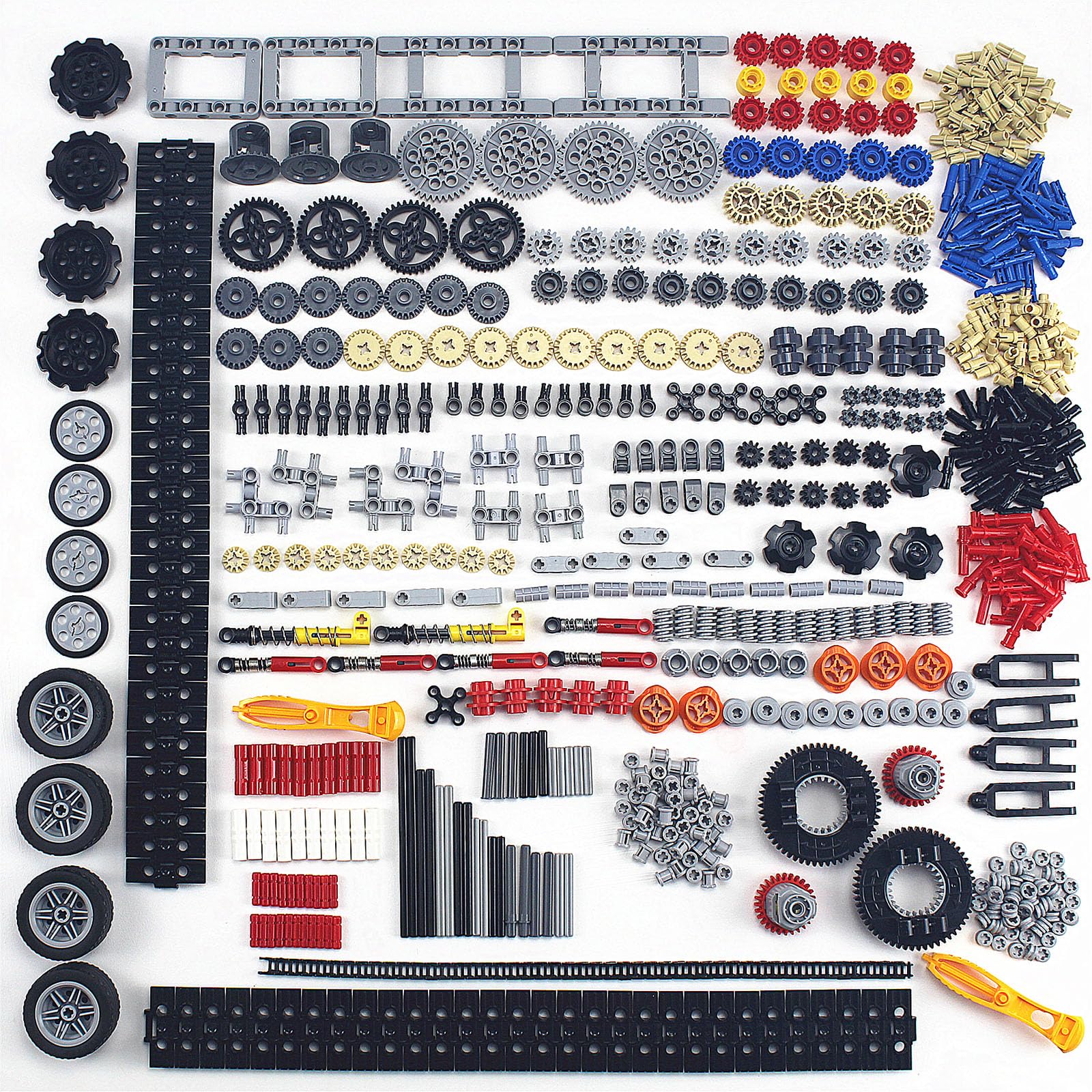 Ttlyhek 720Pcs Technical Cars Gears Cross Axles Technical Parts Accessories Wheels Connectors Pieces Sets Chain Link Pins Joints