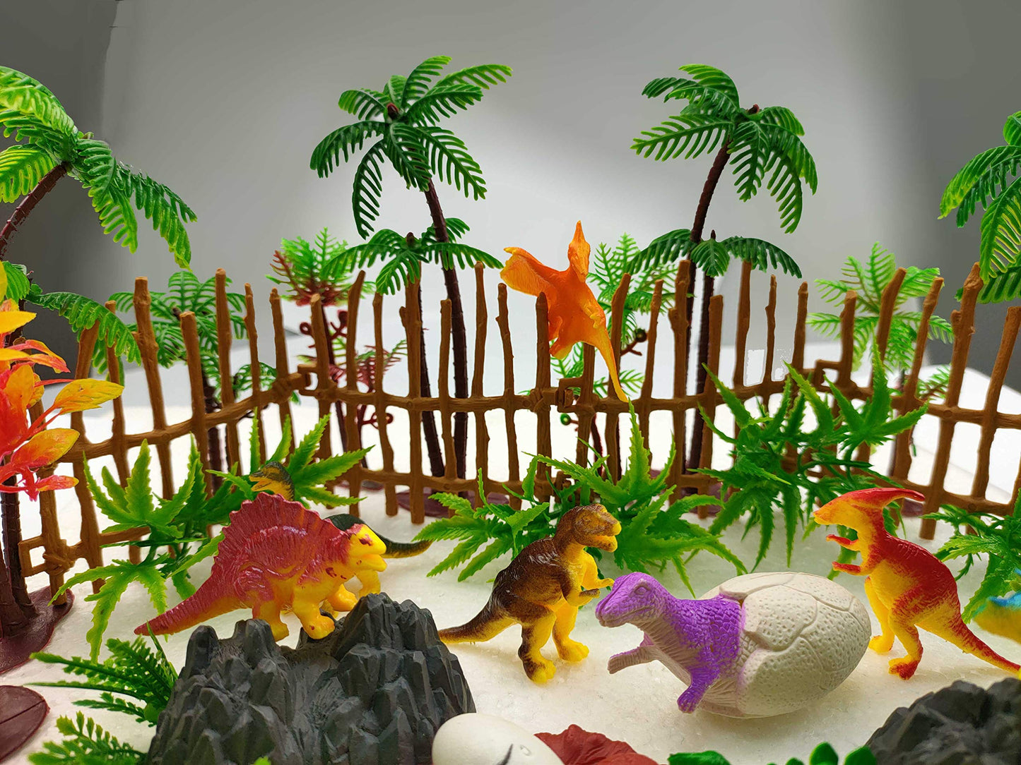 MOMOONNON 56 Pcs Dinosaurs Cake Decorations Set - Ho Scale Trees & Toys, Multi-Color, PVC - Perfect for Kids' Parties & Cake Toppers