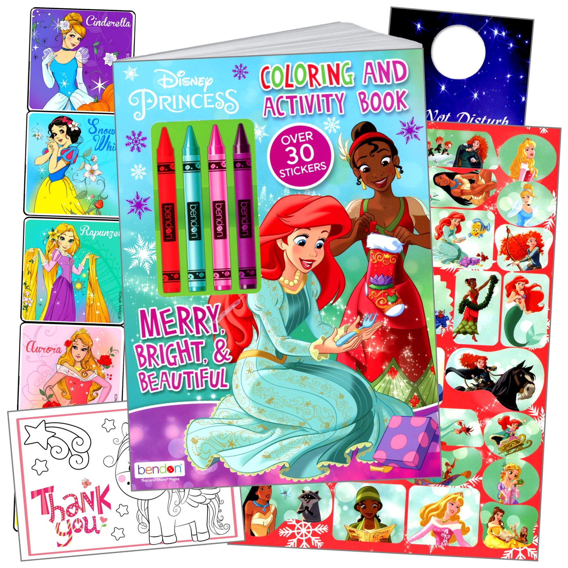 Bendon Disney Princess Coloring Book Stickers Activity Set with Disney Princess Stickers, Reward Sticker Set, and More