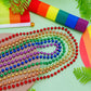 Eoboh 12Pcs Pride Accessories, Pride Lgbtq Beads Necklace Stuff, Metallic 6 Kinds Of Rainbow Necklace Bulk, Gay Lesbian Lgbt Cos