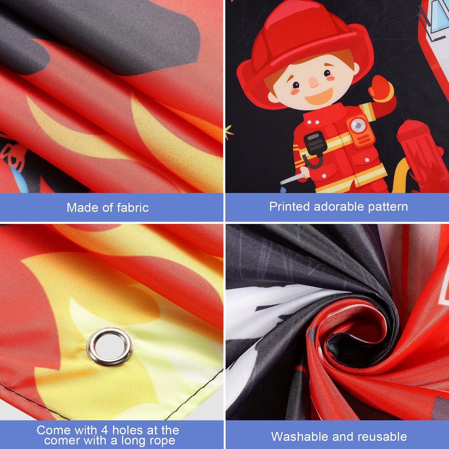 Tatuo Firetruck Birthday Party Supplies Decorations Firetruck Theme Backdrop Background Banner for Boys Girls Favor Fireman Fire