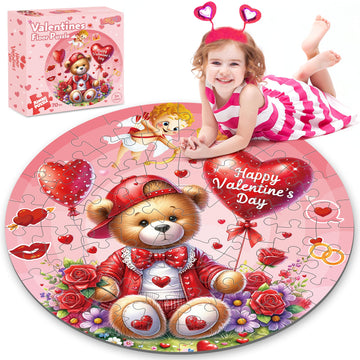 Valentines Floor Puzzles For Kids Age 4-8, Valentiens Day Gifts For Kids Classroom Exchange Gifts Love Bear And Balloons Large J