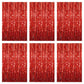 Red Foil Fringe Curtain 3.3  8.3FT 6 Packs, Metallic Tinsel Curtains Party Streamers for Birthday Graduation Baby Shower Decorat